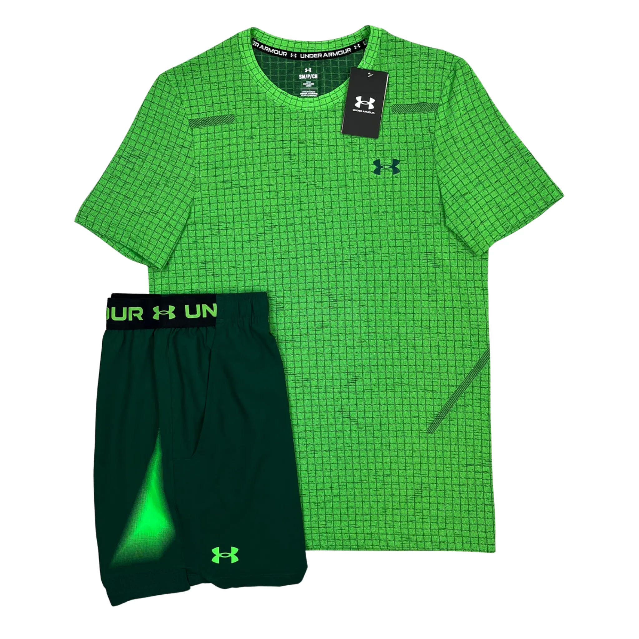 Under Armour Seamless Grid Tshirt / Shorts Set - Green