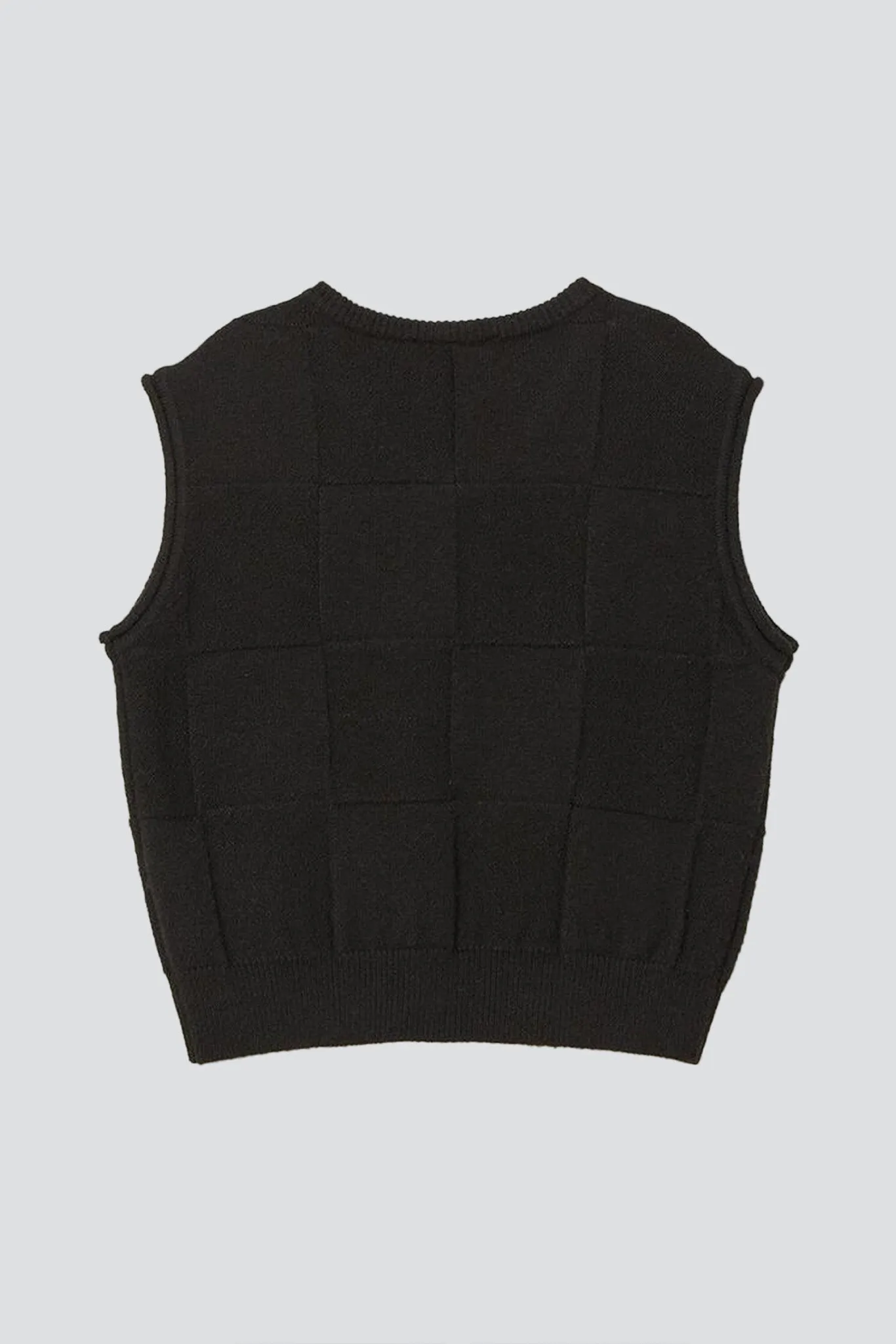 Unisex Black Divide V-Neck Knit Vest