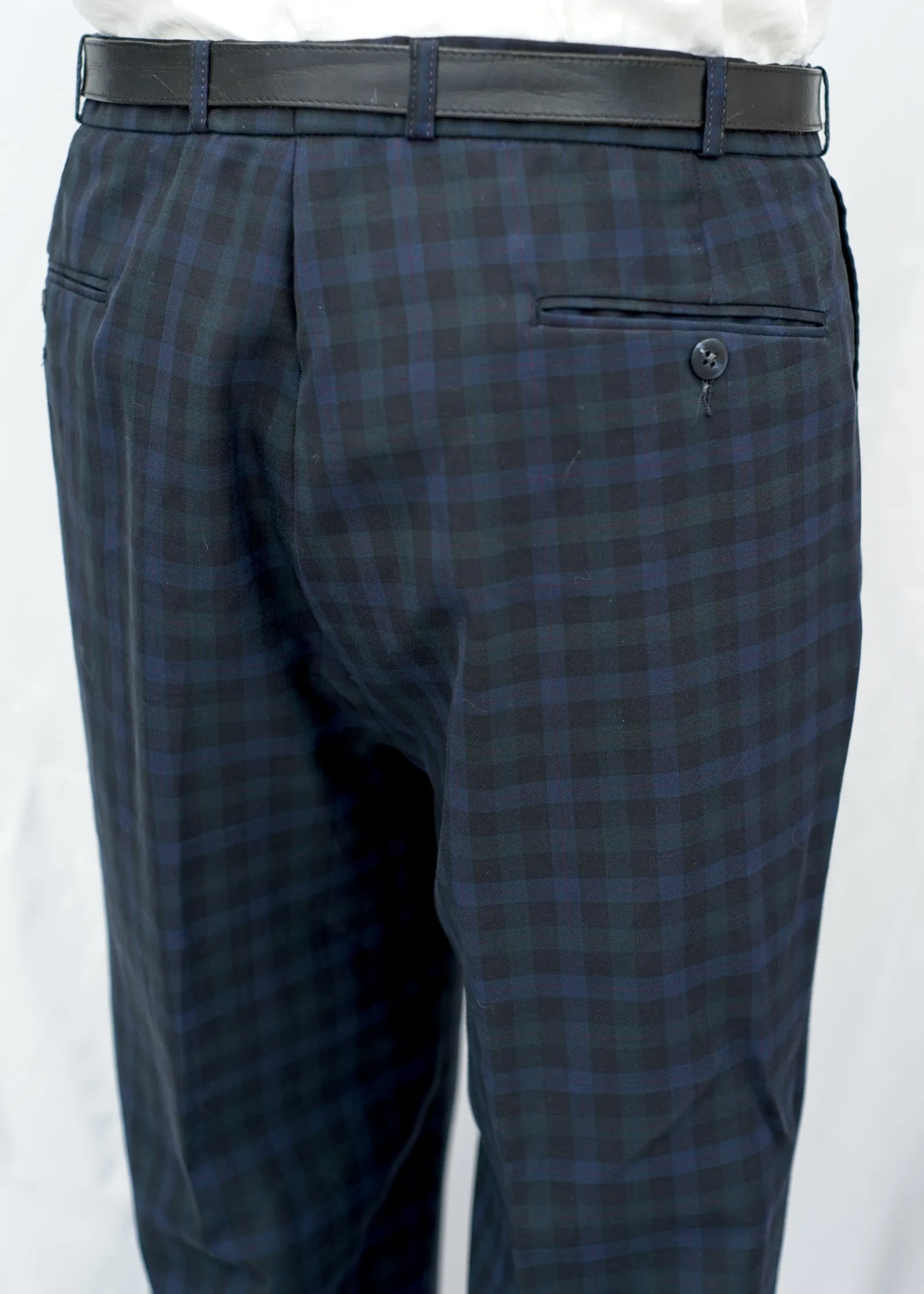 Vintage Blue Plaid Trousers • 36W • Wexmann